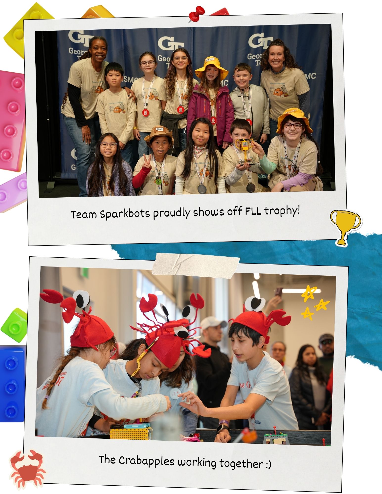 Scrapbook layout of kids at FLL 2026